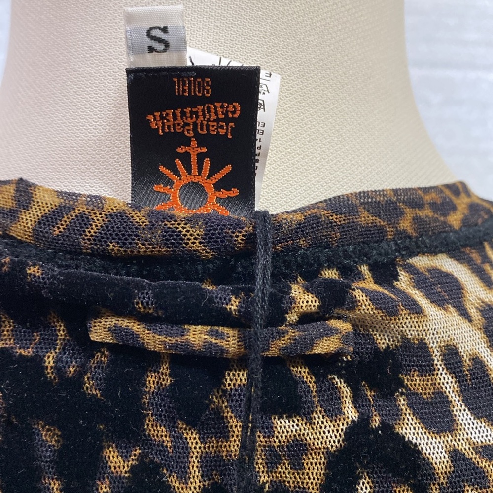 Jean Paul Gaultier Leopard-Print Long Sleeve Dress in Brown and Black - Picture 9 of 11
